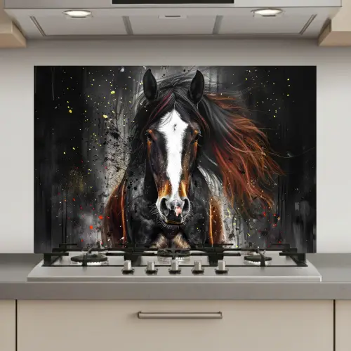 Paard - Dieren - Zwart - Luxe - Modern keuken achterwand spatscherm klein -3d_website