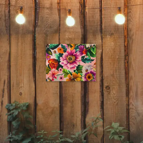 Bloemen - Kleurrijk - Roze tuinposter los doek klein -sfeer1