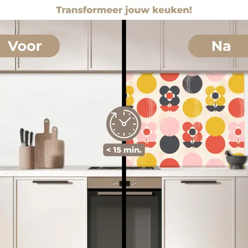 Retro - Design - Bloemen - Pastel keuken achterwand 2 middel 871 -voor-na2_NL