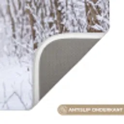 Hert - Winter - Bos - Natuur - Wit Badmat klein -USP_AntislipNL