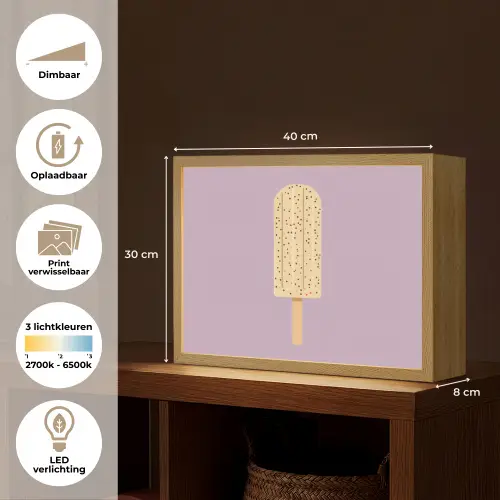 Beige - Ijsje - Spikkels Light Box met batterij (Wandlamp) middel -USP_websiteoverzichtNL