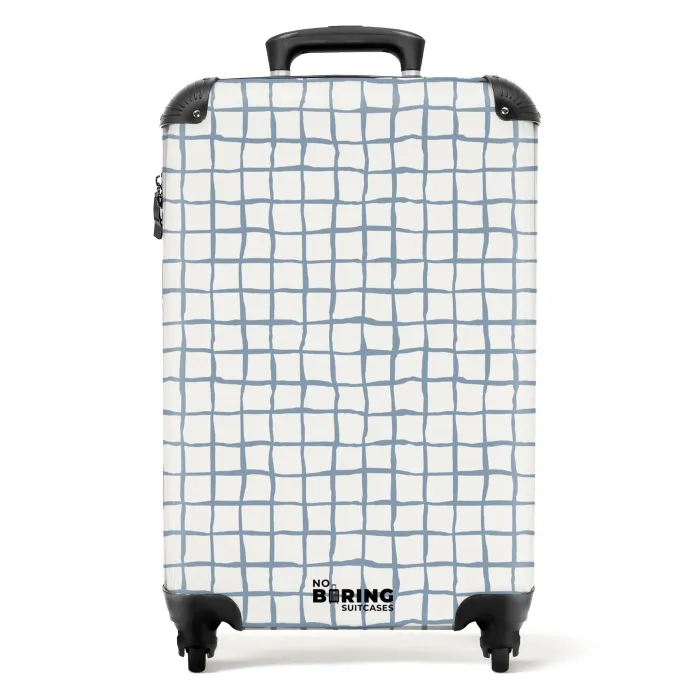 Handgetekend blauw raster met zachte hoeken NBS - Handbagage koffer - Volwassenen Unisex middel -productfoto_recht