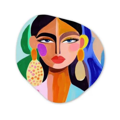 Portret - Vrouw - Modern Wandcirkel Organisch Forex 3mm klein -3d