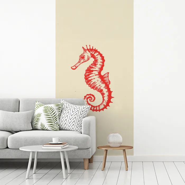 Zeepaardje - Rood - Fijne details fotobehang vinyl groot -woonkamer