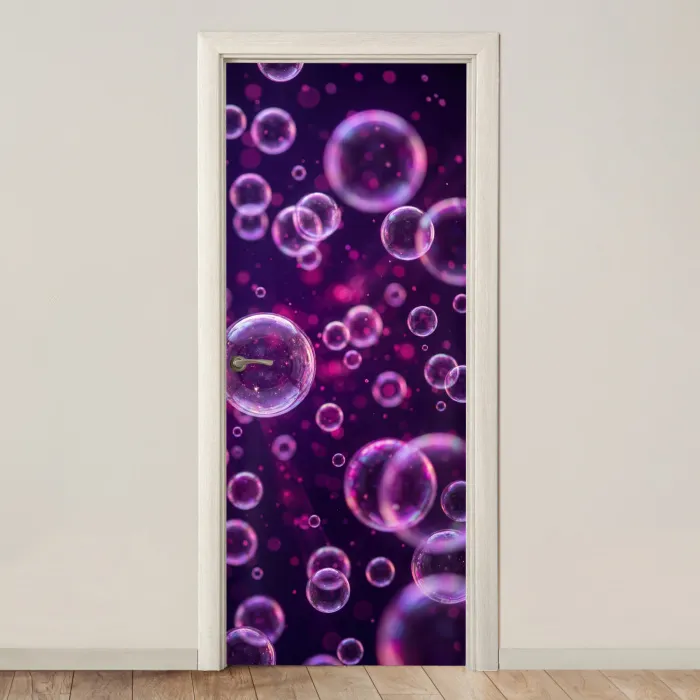 Paars - Bubbels - Schuim deurposter klein -3d_beige