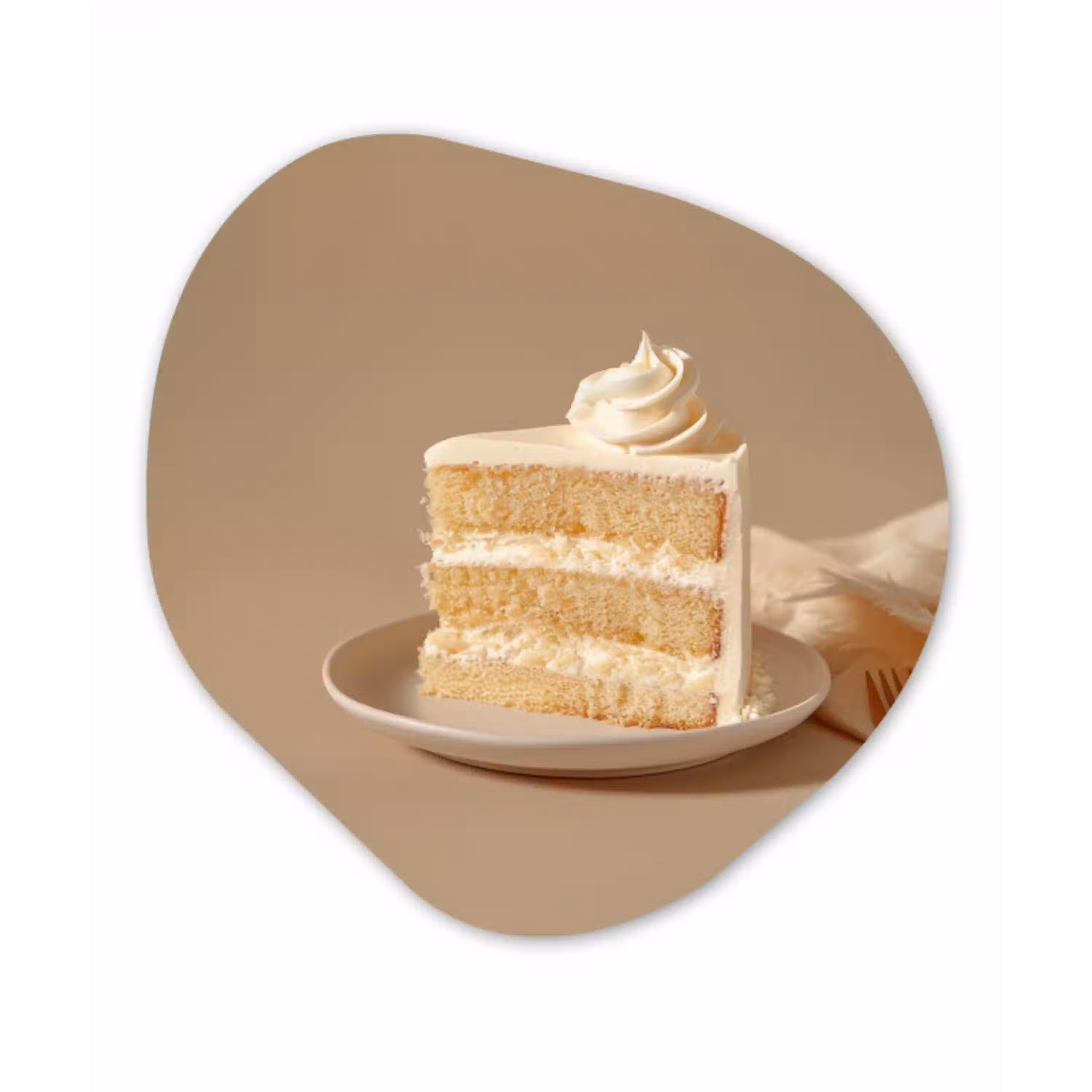 Vanilletaart - Cake - Romig Wandcirkel Organisch Plexiglas middel -3d