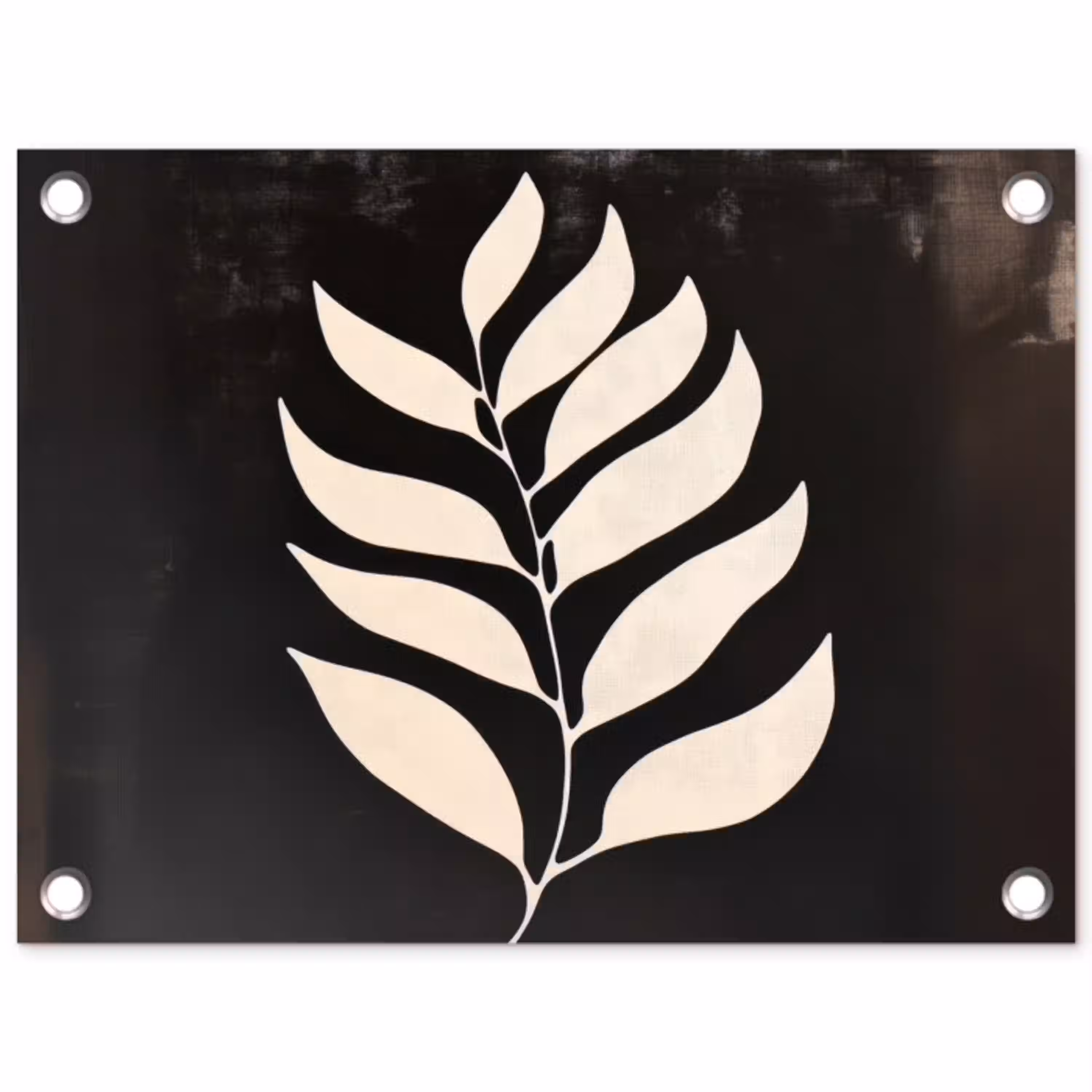 Blad - Wit - Minimalistisch tuinposter los doek klein -3d