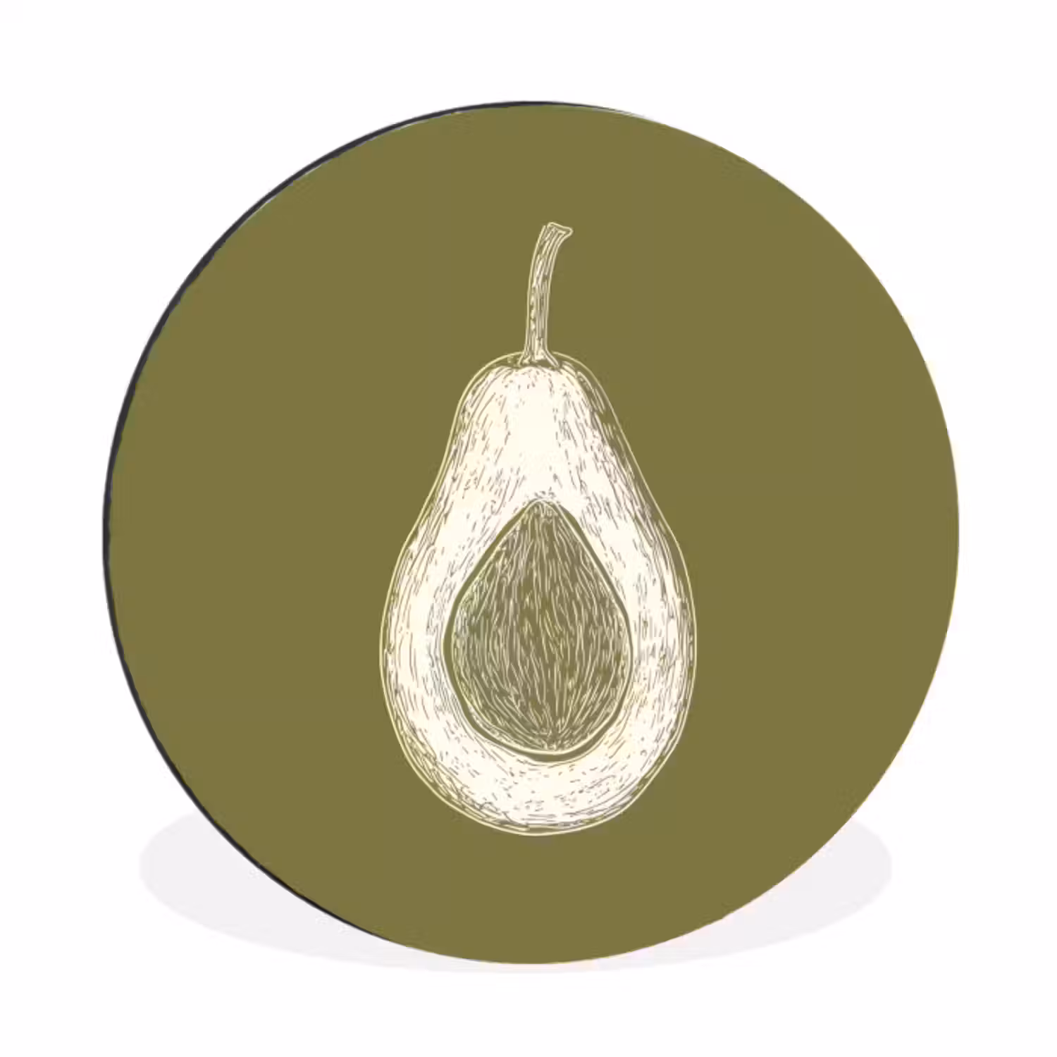 Wandcirkel - aluminium - Avocado - Minimalistisch - Illustratie - Groen