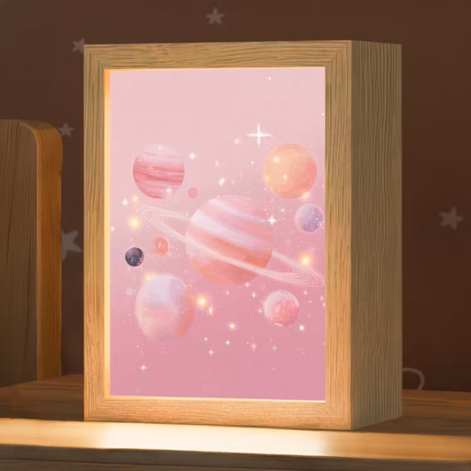 Nachtlicht Kinder - Planeten - Rosa - Sterne