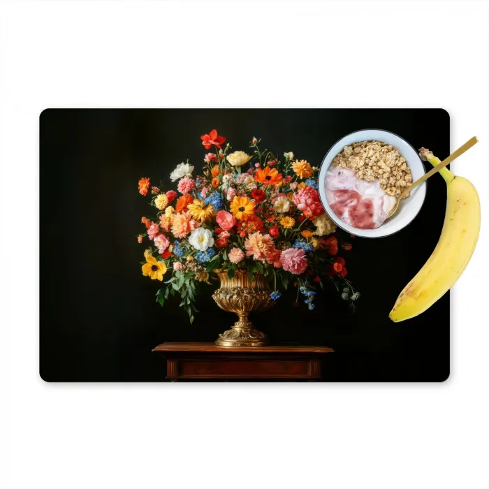 Goud - Bloemen - Kleuren - Vaas Placemat vinyl groot -zzzproduct_Kitchenyeah-website