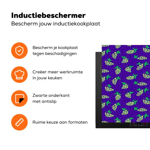 Paars - Groen - Druiven - Blaadjes Inductie beschermer vinyl 3mm klein 276 -zzzzzzz-td-ups