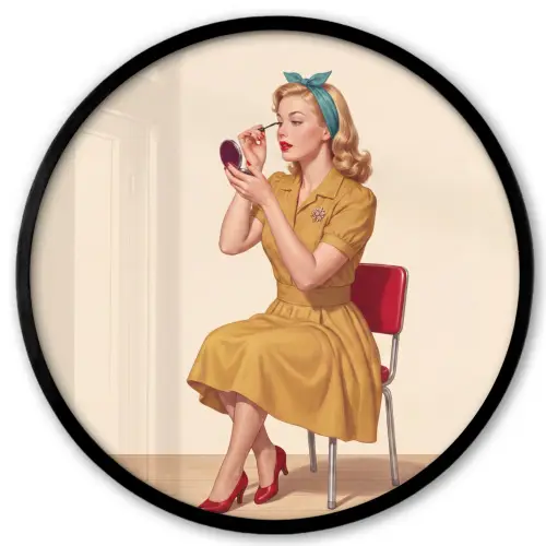 Illustratie - Mascara - Vrouw - Geel Fotolijst rond zonder passe partout klein -3d