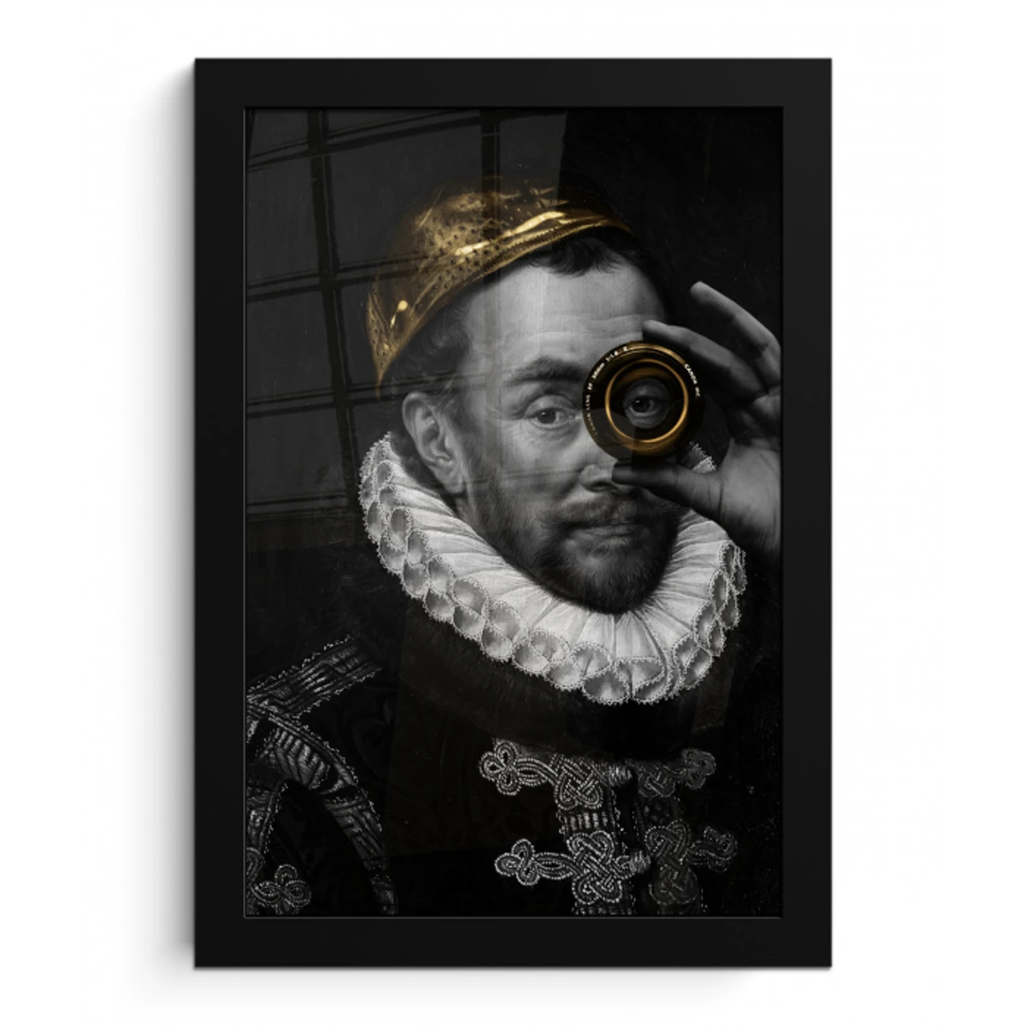 Willem van Oranje - Adriaen Thomasz - Goud - Lens fotolijst zwart zonder passe partout klein -3d