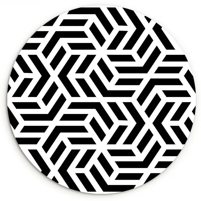 Design - Geometrie - Patroon - Zwart - Wit Wandcirkel kunststof plaat 5mm dik klein 188 -3d
