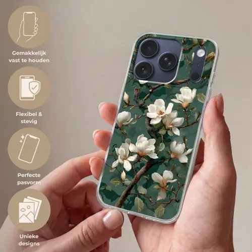 Bloemen - Takken - Wit - Klassiek Telefoonhoesje iPhone 17 Pro klein -sfeer3_NL