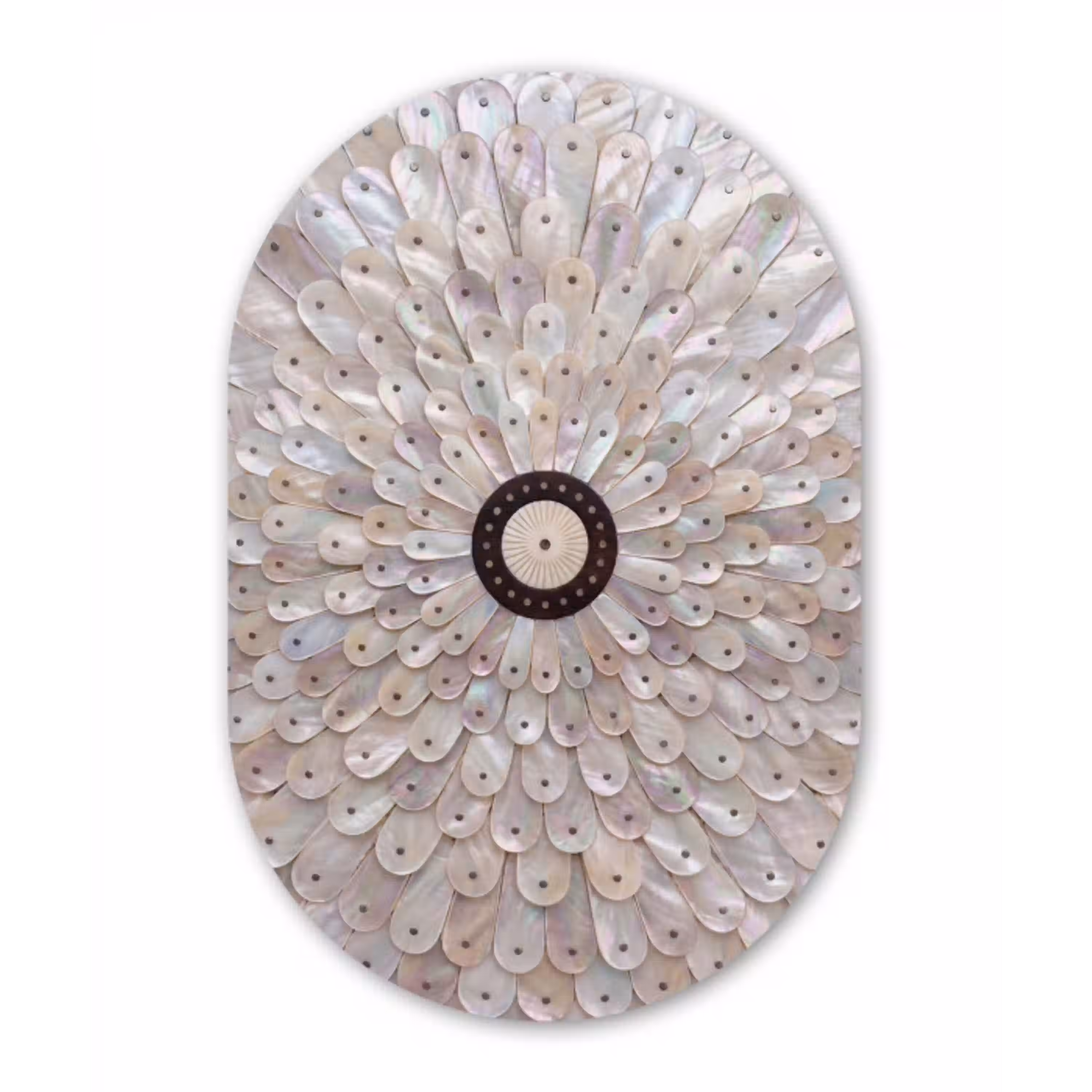 Parelmoer - Patroon - Decoratie - Ambacht - Wit Wandcirkel Ovaal Forex klein -3d
