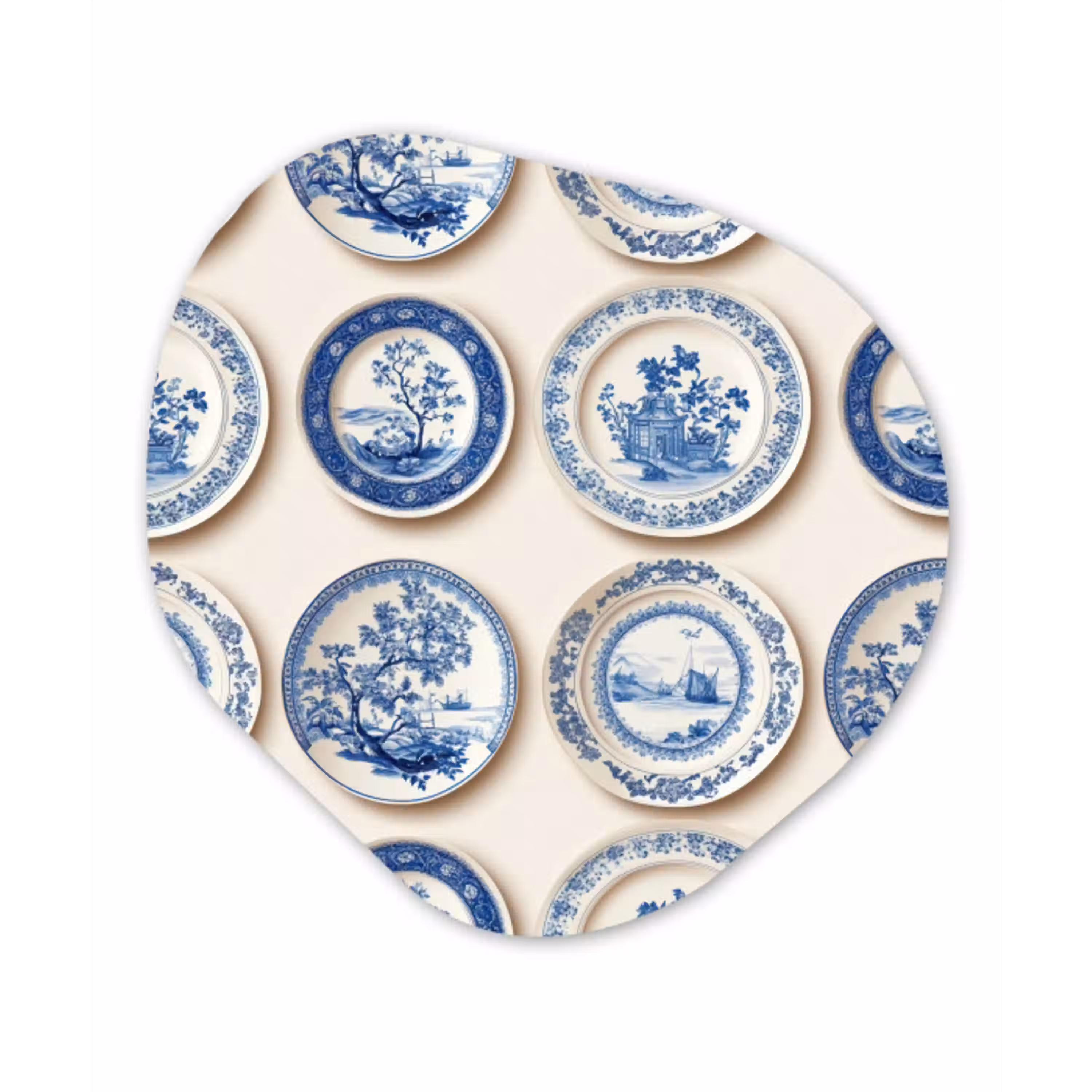 Borden - Bomen - Planten - Blauw Wandcirkel Organisch Forex 3mm klein 629 -3d