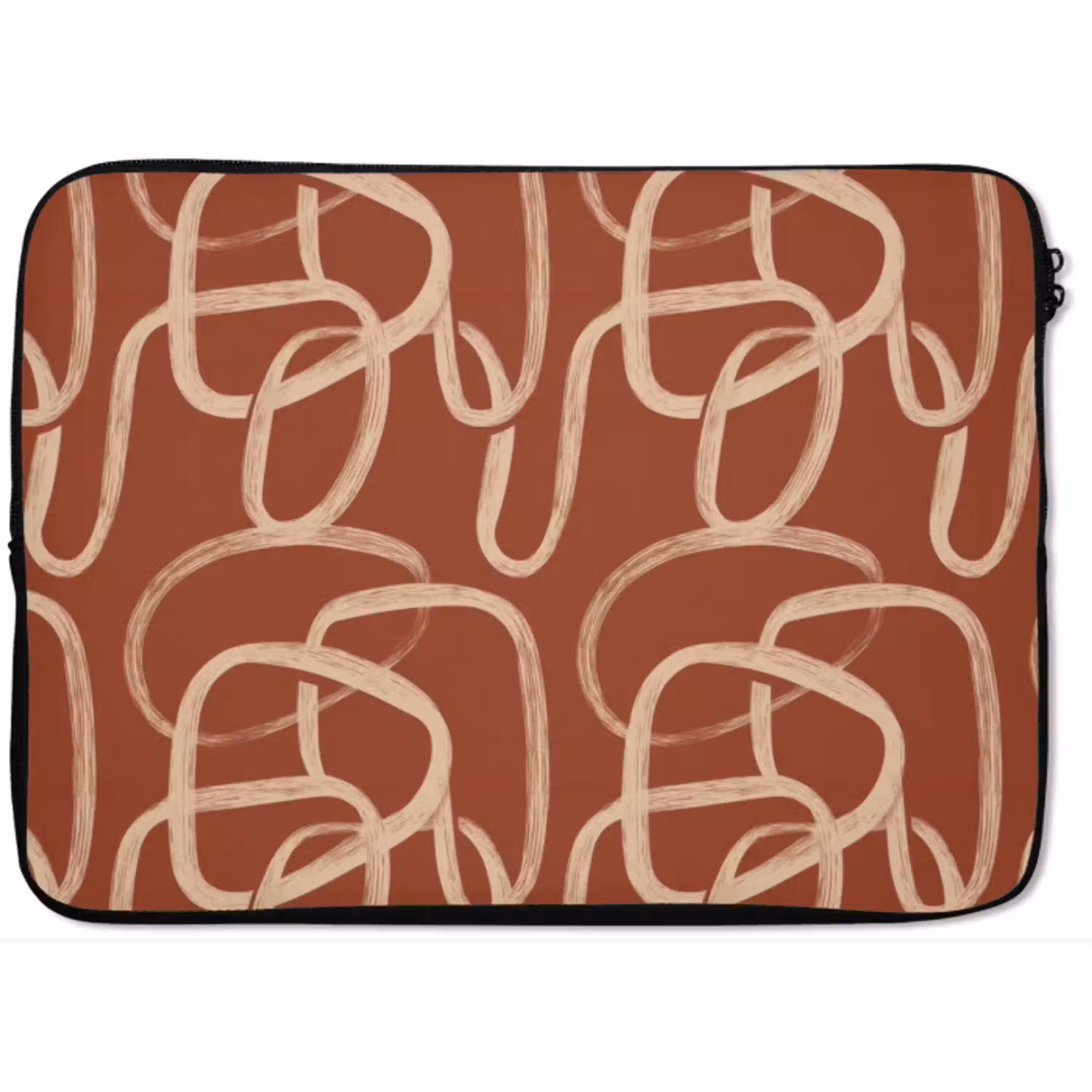 Lijnen - Abstract - Organisch - Terracotta - Crème laptophoes neopreen klein 279 -zkaufland3dotto