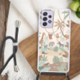 Jungle - Dieren - Groen Hoesje Samsung Galaxy A52 5G met koord klein -sfeer4