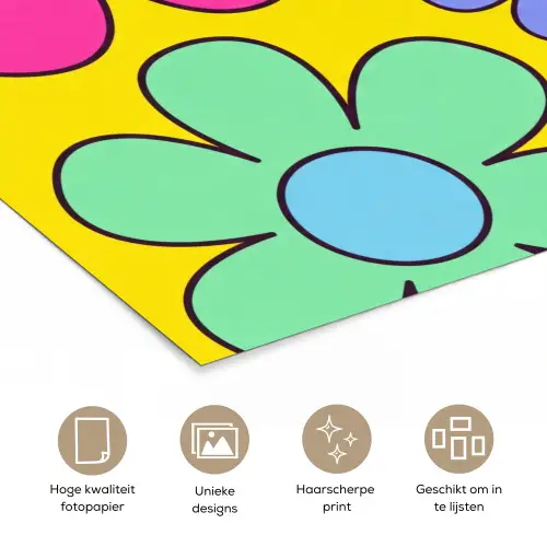 Bloemen - Illustratie - Kleurrijk poster papier klein -closeup_NL