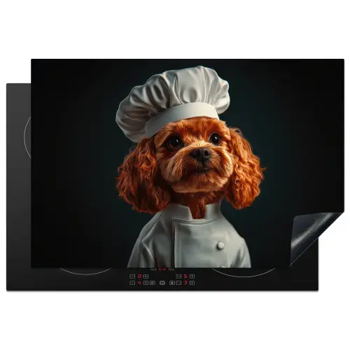 Bruin - Kok - Hondje Inductie beschermer vinyl 3mm klein -3d