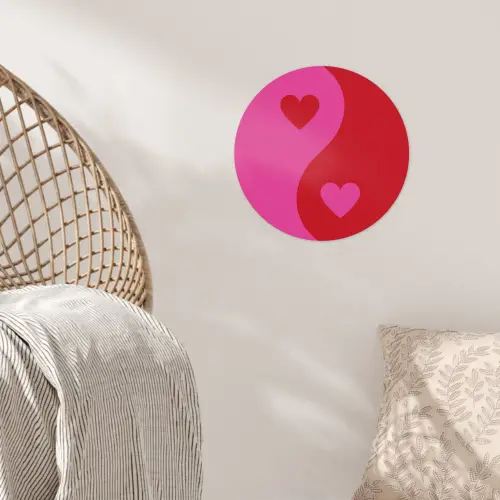 Minimalistisch - Rood - Roze - Hartjes Wandcirkel behangsticker klein -sfeer4