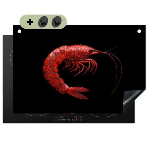 Garnaal - Rood - Dieren Inductie beschemer met haakjes klein -3d
