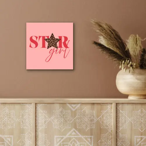 Star girl - Roze - Panter - Ster aluminium wit klein -sfeer4