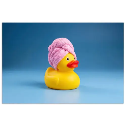 Badeend - Handdoek - Blauw poster papier klein -3d