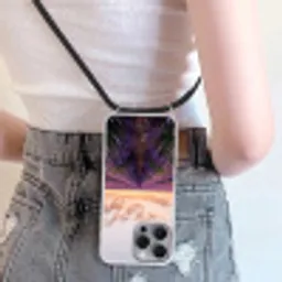 Landschap - Lavendelveld - Paars Hoesje iPhone 16 Pro Max met koord klein -sfeer5