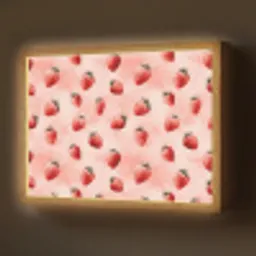Aardbei - Patroon - Roze Light Box met batterij (Wandlamp) middel 907 -z3d_website