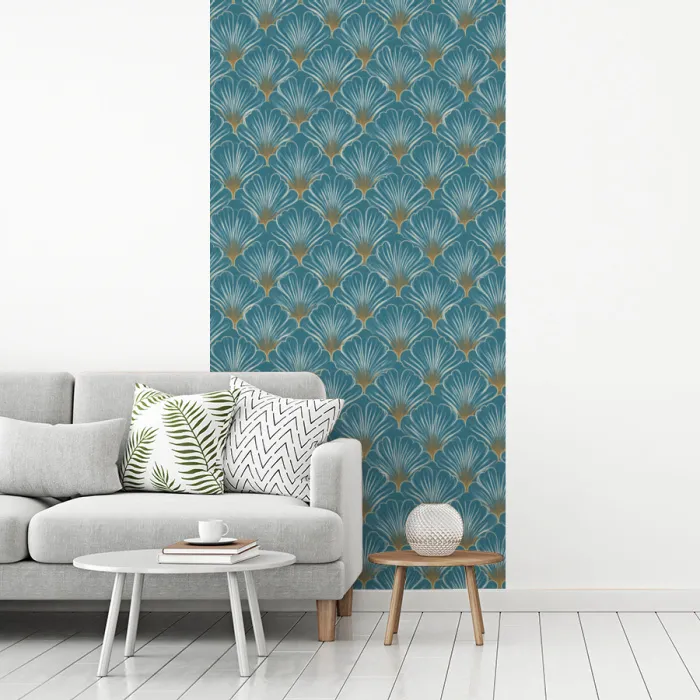 Symmetrisch - Patroon - Blauw fotobehang vinyl groot 64 -woonkamer