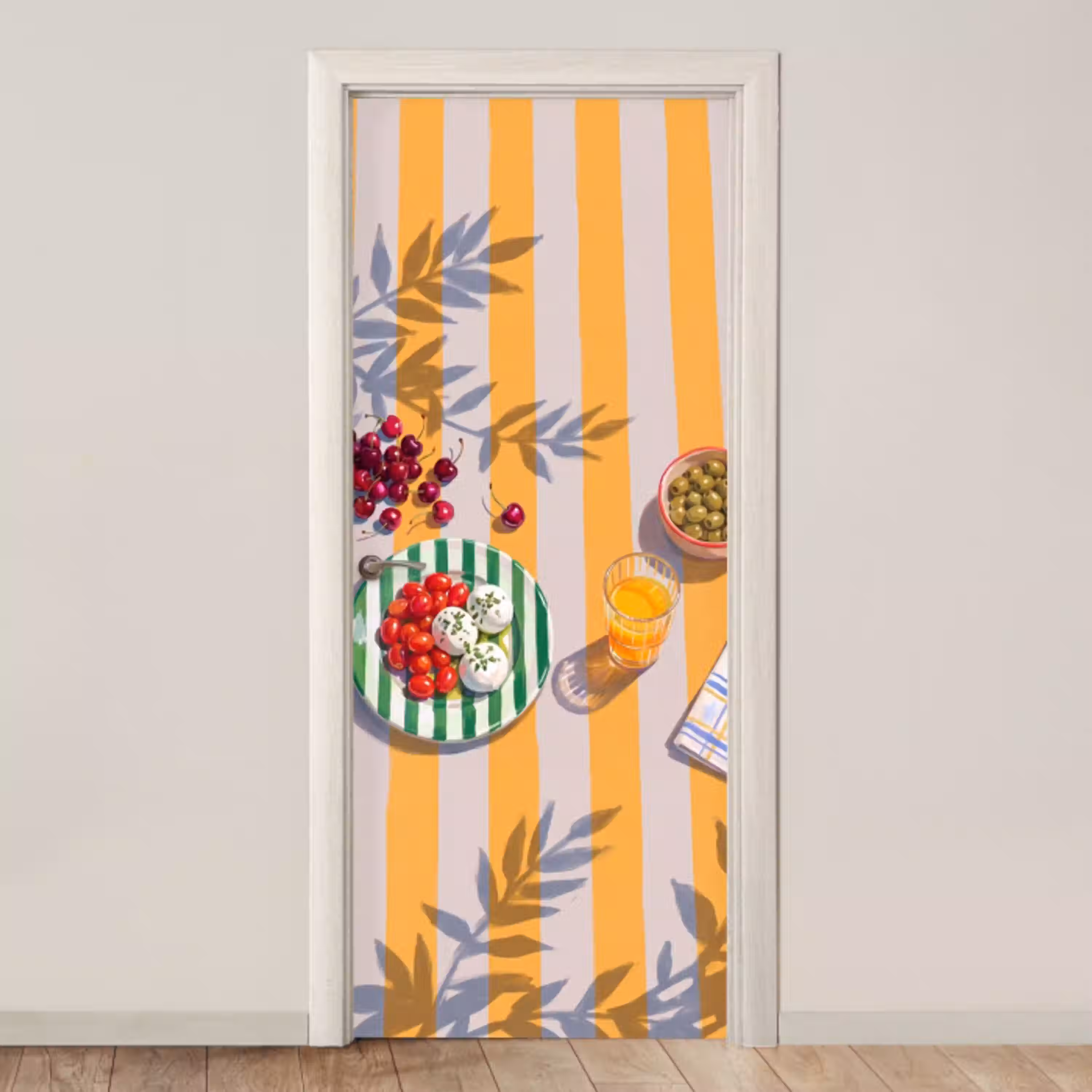 Eten - Zomer - Kleurrijk deurposter klein -3d_beige