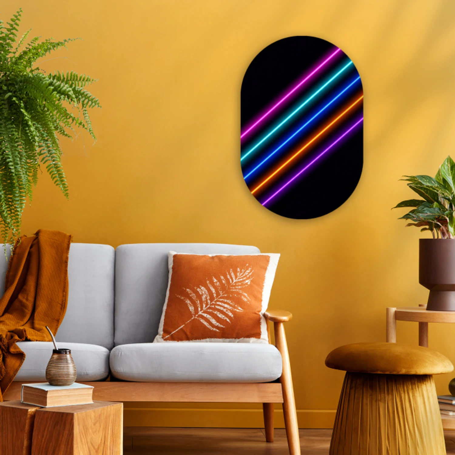 Esthetiek - Retro - Neon Wandcirkel Ovaal Forex klein -sfeer4