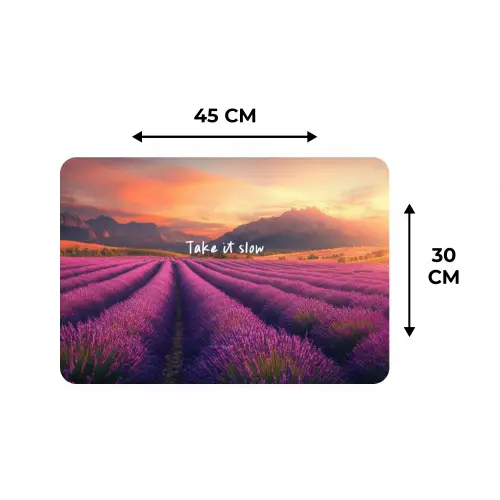 Lavendelveld - Quote - Zonsondergang Placemat vinyl groot -specs