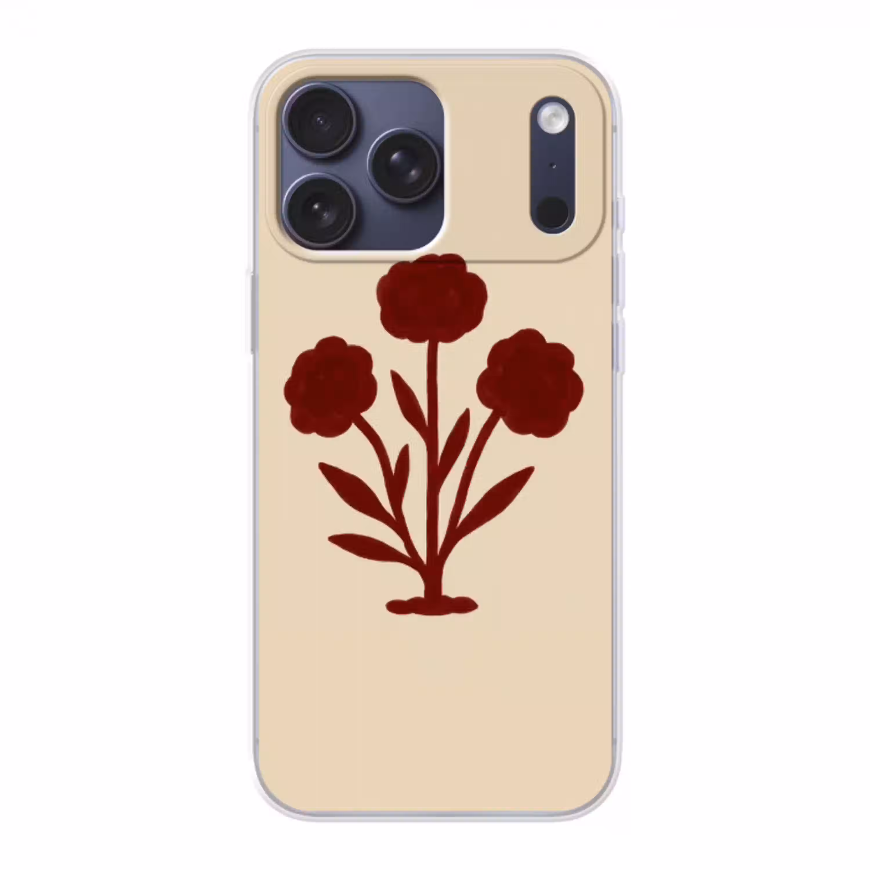 Bloemen - Bladeren - Rood - Minimalistisch Telefoonhoesje iPhone 17 Pro Max klein -3d
