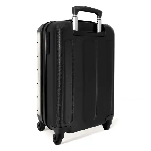 Valentijn hartenruitmotief zwart wit NBS - Handbagage koffer - Kinderen Unisex middel -achterkant