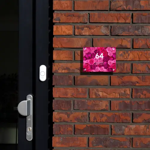 Roze rozen - Modern Naambord Rechthoek middel -sfeer1-rechthoek-S
