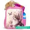 Kat - Paars - Vlinders - Bloemen Kinderrugzak - Roze middel -inhoud_DE