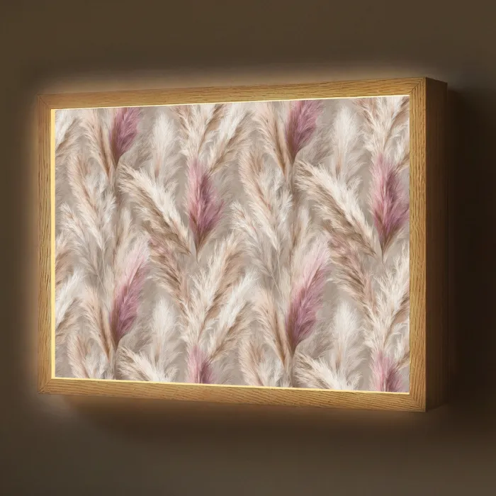 Pampasgras - Pluizig - Kleurrijk Light Box met batterij (Wandlamp) middel 907 -z3d_website