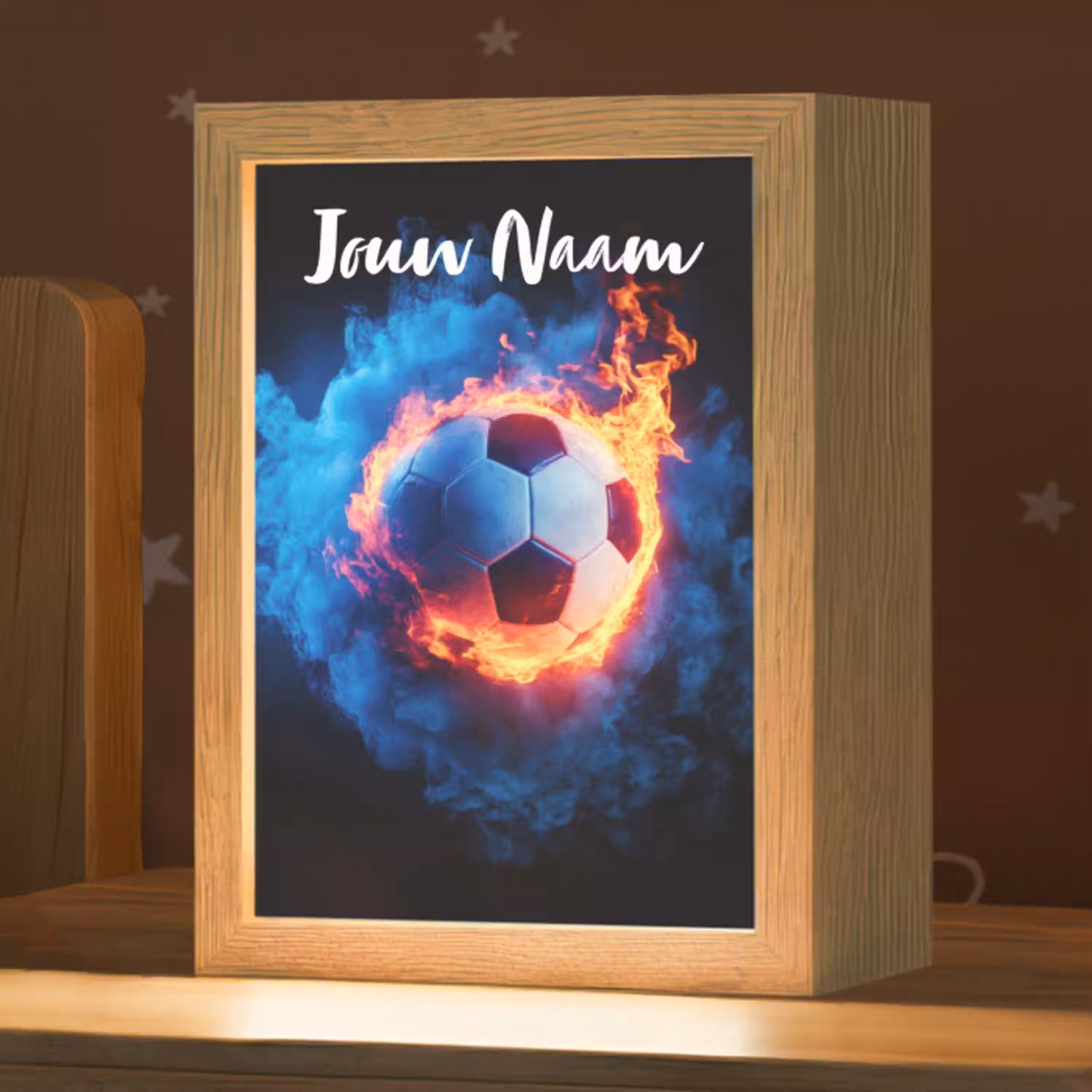 Voetbal - Vuur - IJs - Blauw Light Box met kabel (Kinderlampje) klein -zzz_3d_website