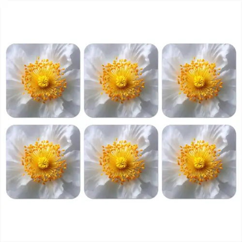 Wit - Bloem - Elegant onderzetter kurk middel -3d