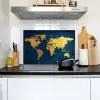 Wereldkaart - Goud - Donkerblauw Inductie beschemer met haakjes klein -sfeer2