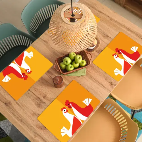 Kippen - Oranje - Vlakken Placemat vinyl groot -zzsfeer5_Kitchenyeah-website