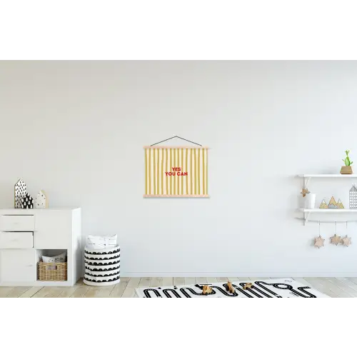 Strepen - Abstract - Yes you can - Rood textielposter latten blank klein -kinderkamer