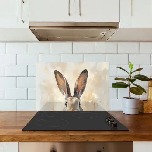 Haas - Oren - Bruin keuken achterwand spatscherm klein -sfeer2
