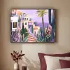 Huizen - Minimalistisch - Palmbomen - Kust Textielframe zwart klein -sfeer1