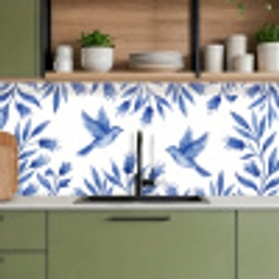Modern - Vogels - Delfts - Blauw keuken achterwand 2 middel -sfeer3