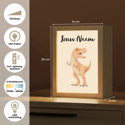 Oranje - Dino - T-Rex  - Stippen Light Box met kabel (Kinderlampje) klein -USP_NL