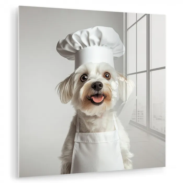 Hond - Wit - Kok plexiglas 5mm klein -zzzproduct_nieuw